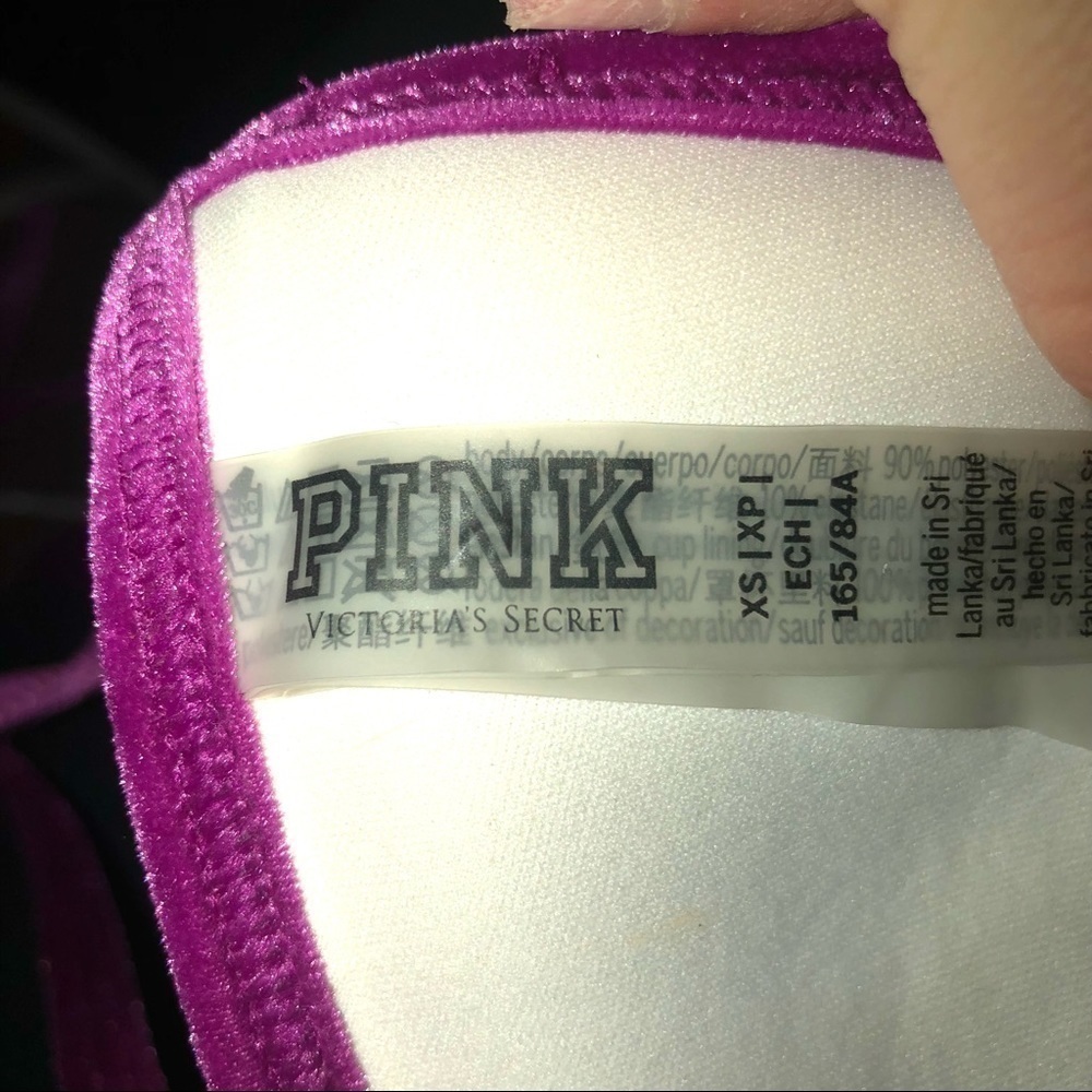 VS Pink Bikini Top Velvet Purple and Coral XS - Picture 4 of 5